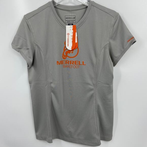 Merrell Barefoot Tech Tee Shirt Size L Gray Opti-Wick Shirt UPF Sun Protection - Picture 13 of 13